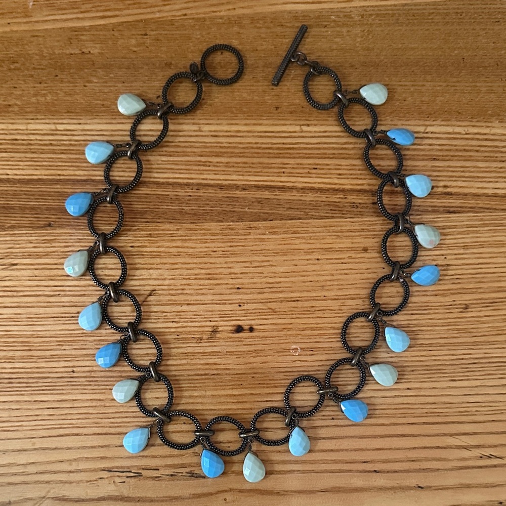 Elegant Blue and Green Teardrop Necklace